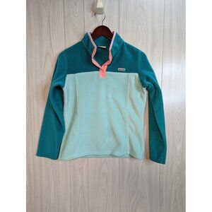 Columbia Warm Fleece Jacket Size Youth XL 18-20 Pink Blue Quarter Snap